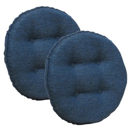 Klear Vu Omega Gripper Non-Slip Tufted Round Barstool Cushion for Dining Rooms, Cafes, Bars and Restaurants, 14” Indigo 2 Pack