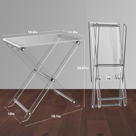 DigDozer Acrylic Folding TV Tray Table - 23" High Acrylic Table, Foldable Desks for Small Spaces, Living Room, Bed Room, TV Dinner Table with Easy Assembly, 2PCS Transparent Rectangle Acrylic Tray