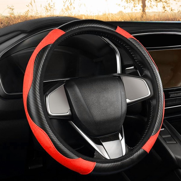 XNIVUIS Car Steering Wheel Cover Leather, Elastic Band Without Inner
