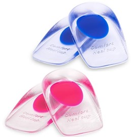 JayruiMice Gel Silicone Heel Cups/Pads - 2 Pair Heel Lifts for Plantar Fasciitis,Heel Pain Shoe Inserts Heel Protectors,Achilles Tendonitis (Blue+Pink, Large)
