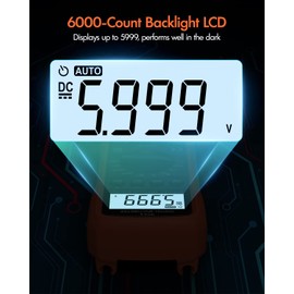 Crenova MS8233D Digital Multimeter DC AC Voltmeter Ohm Volt Amp Tester for Voltage Current Resistance Capacitance Continuity Diode Frequency NCV Live Wire Test with 6000-Count Backlight LCD Display