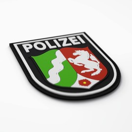 Patch Force - Police Patch (Colourful) Police North Rhine-Westphalia - As a Badge for Police Uniform, Protective Vest, Utility Bag, Jacket or Backpack - 3D Rubber Velcro Patch
