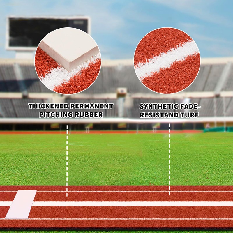 honeypet Softball Pitching Mat 10' X 3' Portable Pitching Mound