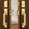 Moquin Double Front Door Lock Set, Brushed Gold Square Front