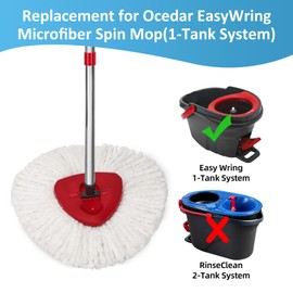 6 Pack Mop Replacement Heads Compatible withO-Ceda EasyWring RinseClean Triangle Spin Mop 1 Tank System Microfiber Spin Mop Refills, Easy Cleaning Mop Head Replacement 100% Microfiber Mop Refill Heads