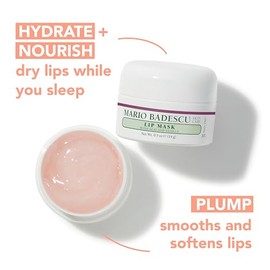 Mario Badescu mascarilla para labios con acaí y vainilla para todo tipo de piel, tratamiento de labios durante la noche enriquecido con aceite de coco suavizante de la piel y manteca de karité hidratante, 14 gr