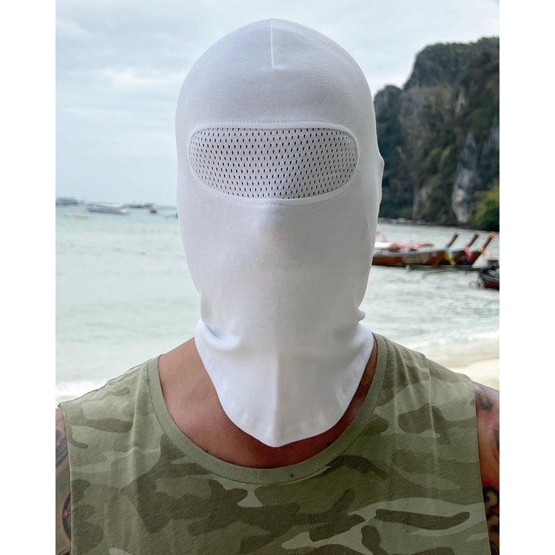 Balaclava in White with Mesh in Front of Eyes for