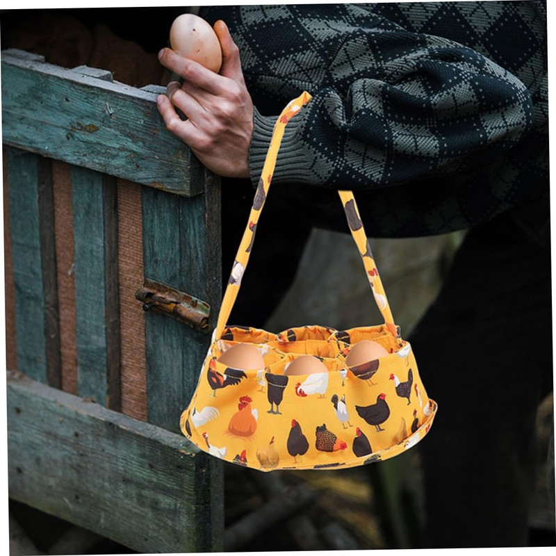 Ciieeo Egg Collecting Basket with 7 Pouches Sturdy Egg Gathering