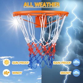 Ultra Heavy Duty Basketball Net Replacement - All Weather Anti Whip, Fits Standard Indoor or Outdoor Rims - 12 Loops Rim Net Style