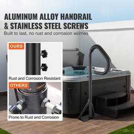 Happybuy Hot Tub Handrail, 360° Rotatable Spa Side Rail, 35"-57" Adjustable Height, Rust-Proof Aluminum, 600LBS Capacity, Indoor/Outdoor Use