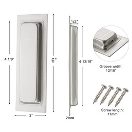 Kindoodos Sliding Barn Door Finger Pull, Recessed Flush Pulls, Stainless Steel Invisible Handle for Closet Door Hardware with Flat Bottom(6 inch,2 Pack)