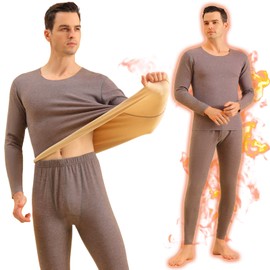 TYEGDAVD Conjunto De Ropa Interior Térmica De Hombre,Ropa Térmica De Hombre,Tops Y Pantalones,Súper Suave, Cálido,Forro Polar,para Otoño E Invierno (MX/US, Alfa, XX-Grande, Regular, Regular, marrón)