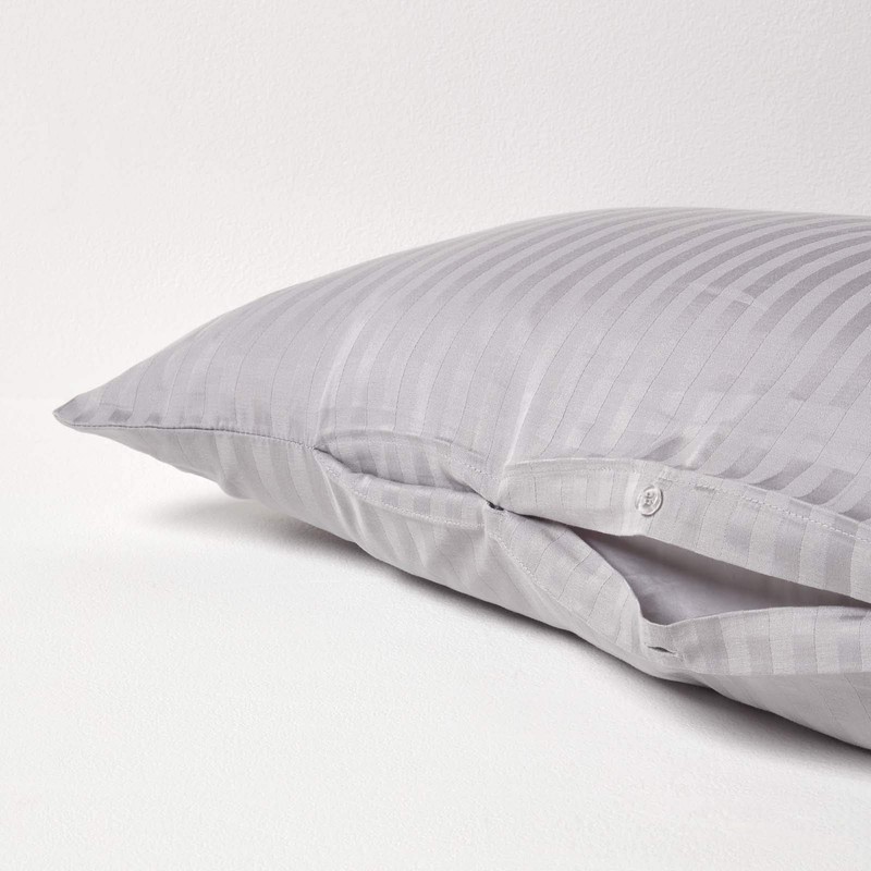 HOMESCAPES Damask Pillow Cover V Shape Silver Grey 38x76cm 100%