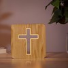 CooPark Cross Wooden Lamp, Christian Blessed LED Table Night Light,