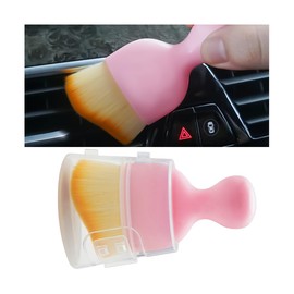 LKAHG Car Brush, Curved Design Vehicle Interior Detailing Dust Collectors, Dirt Dust Cleaning Tool for Dashboard Air Conditioner Vents Computer, Universal Automotive Accessories (Pink)