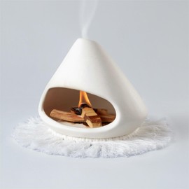 AKAGUIES Palo Santo Holder Burner,Modern Mini Chiminea for Palo Santo Sticks and Sage Burner,with Handmade Heat Insulated Mat.Perfect for Yoga, Meditation, Aromatherapy.