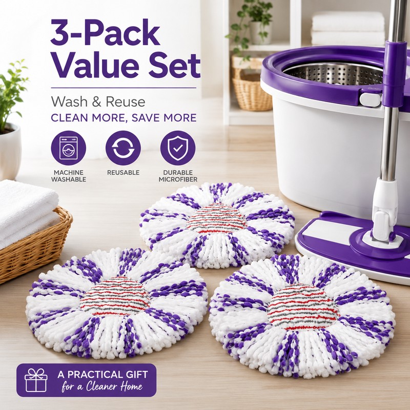 Microfiber Spin Mop Replacement Heads for O-Cedar/Vileda EasyWring – 3/6