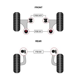 PSBushings 6 x  Honda Pilot (09-15) Complete Front Arm and Rear Trailing Arm Bushing Kit
