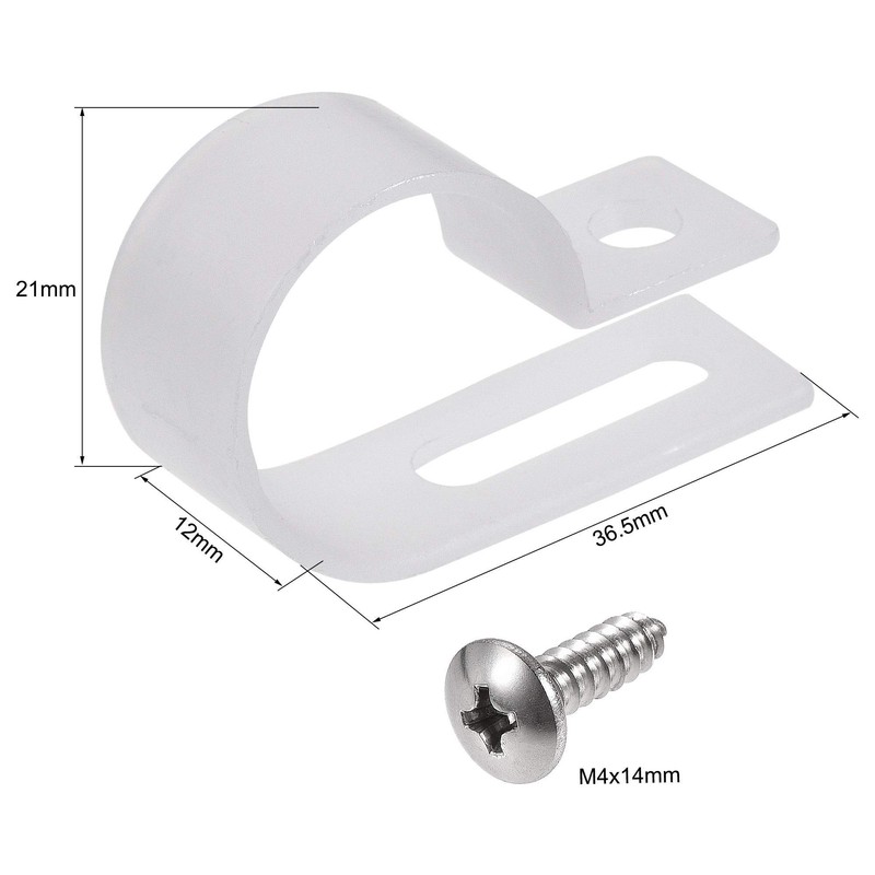 sourcing map 19mm Nylon R Type Cable Clip Wire Clamp