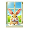 BlissYard Easter Banner Bunny Curtain Window Cover Cute Bunny Banner