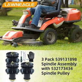 LAWNEAGLE 3 Pack Greased 539131898 Spindle Assembly with 532173434 Mandrel Pulley Replace Husqvarna 539131898 Husqvarna Spindle Assembly 539131898 for Husqvarna TS348 TS348D YT48DXLS GT48DXLS Tractors