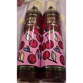 2 Pack Set Of Bath AND Body Sweet Heart Cherry Fine Fragrance Mist, Pink Cherry Design, 8 fl oz, 2-Pack
