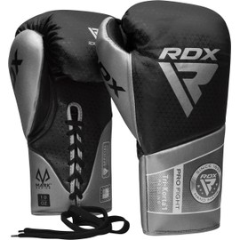 RDX Professional Boxing Gloves, Mark PRO Lace-Up Competition Gloves, Super Skin Maya Hide Leather, Multi-Layered, Padded Wrist Support, Extra Long Laces for Firm Secure Fit, Men Women Home Gym