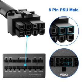 Aukuoy PCIe Cable for EVGA Power Supply, PCIe 8 Pin Male to 6+2 Pin Male, 18AWG 10A EVGA Supernova Cables -23.6 inch (60cm)