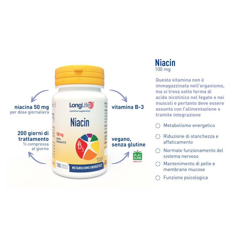 LongLife® Niacin | Vitamina B3 | Metabolismo energetico | Stanchezza