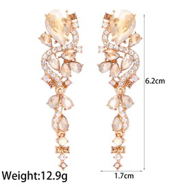 Colorful Rhinestone Statement Dangle Drop Earrings for Women Fashion Long Zircon Geometric Dangling Earrings Wedding Chandelier Earrings Jewelry Gifts (Champagne)