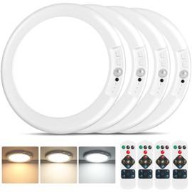Bairth Rechargeable Motion Sensor Ceiling Lights with Remote, Battery Operated Ceiling Lights No Wiring, Wireless 3 Colors Dimmable Overhead Lamps for Closet Shower Shed Hallway, 4-Pack