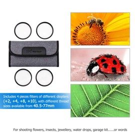 JJC 62mm Close Up Macro Filter Kit (+2, 4, 8, 10) with Filter Bag for Nikon Z5 Z50 Z6 II Z7 Z7 II + NIKKOR Z 35mm F/1.8S Lens and Other 62mm Thread Lens Cameras
