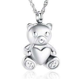 Teddy Bear Cremation Urn Nekclaces Ash Jewellery for Men Women Heart Memorial Urn Keepsake Locket Pendant Ashholder