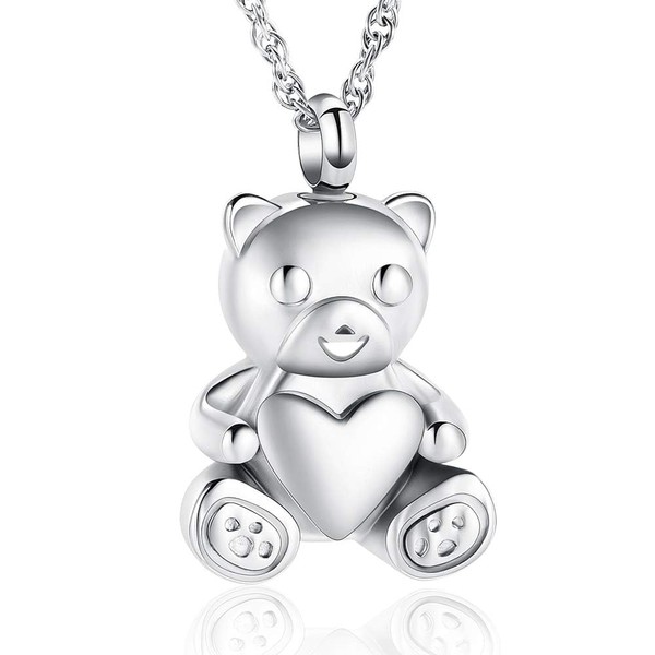 Teddy Bear Cremation Urn Nekclaces Ash Jewellery for Men Women
