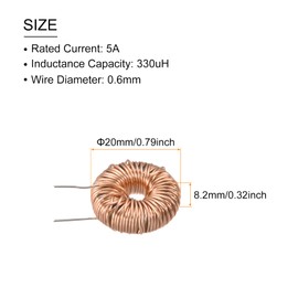Rebower Troid Core Inductance Common Mode Coil Copper Wire DIY 330uH 5A Pack of 5