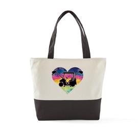 CafePress Golf Cart Tie Dye Heart Canvas Tote Top Zipper Closure