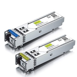10Gtek 2-Pair of 1.25G SFP Bidi Transceiver, 1000Base-BIDI SingleMode Simplex LC Fiber Module for Cisco 1000BASE-BX3-U/1000BASE-BX3-D, Ubiquiti UniFi UF-SM-1G-S, SMF 1550nm/1310nm, DDM, up to 2km