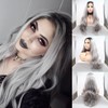 Ombre Grey Synthetic Lace Front Dark Roots Waves Silver Grey