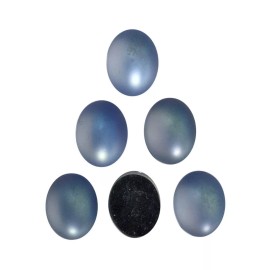 Yummy Treasures Vintage Matte Light Sapphire Blue Glass Cabochons 10x8mm (6) cab869A