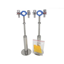 Stainless Steel Adjustable Pipe Clamp Bracket - Wall/Ceiling Mount Support for 1/2-Inch (19mm) Pipe, Heavy-Duty Rustproof Brackets with Screws, Extended Type, Set of 2