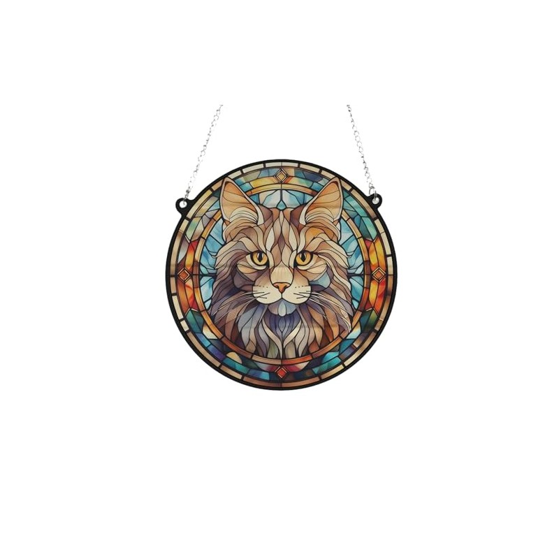 Image Industry Cat Maine Coon Stained Glass Effect Suncatcher -