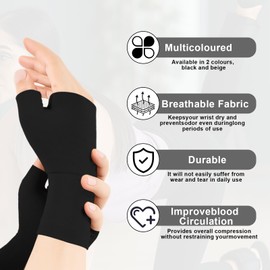 1 Paar Kupfer Handgelenkbandage, Handgelenk Bandagen für Männer und Damen, Nachtunterstützung Bandage Handgelenk für Linderung von Karpaltunnel, Arthritis und Anderen Schmerzen (Schwarz, S)