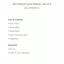 Anthropologie New Anthropologie Eva Hobnob Juice Glasses Light Green Set Of 4 Hobnail
