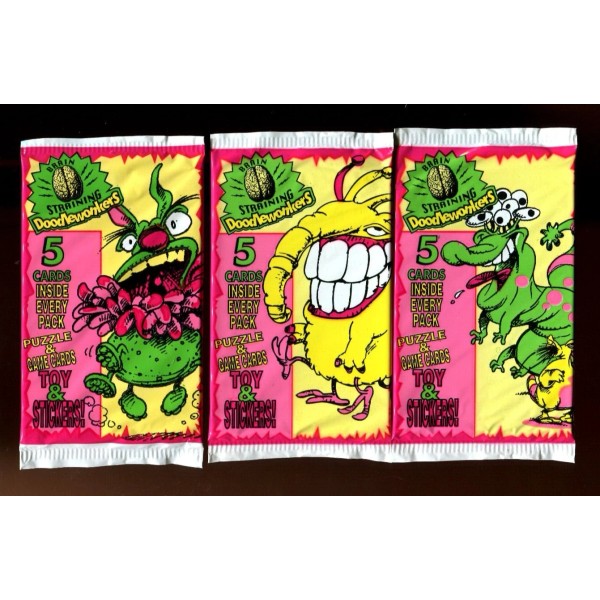 Doodlewonkers Brain Straining Trading Cards - LOT OF 3PC -
