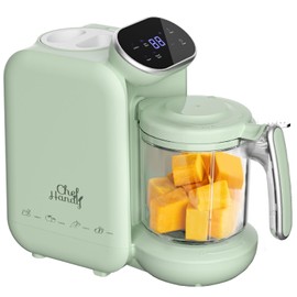 Chefhandy Baby Food Maker, 5 in 1 Baby Food Processor with Steaming Basket, Auto Cooking & Grinding, Touch Screen Control, Baby Steamer and Blender, Baby Food Puree Maker Warmer Mills Machine (Green)