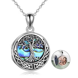 YAFEINI Tree of Life Locket Necklace S925 Sterling Silver Locket Necklace Holding Pictures Tree of Life Locket Pendant Jewellery for Women Wife Girlfriend, Metal