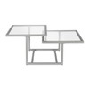 Henn&Hart 43" Wide Square Coffee Table in Nickel, Modern coffee