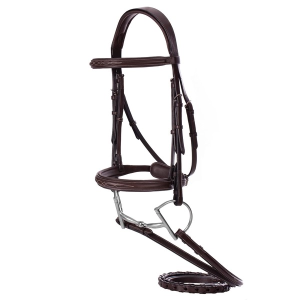 Equinavia Valkyrie Fancy Stitched Padded Cavesson Hunter Bridle with Reins