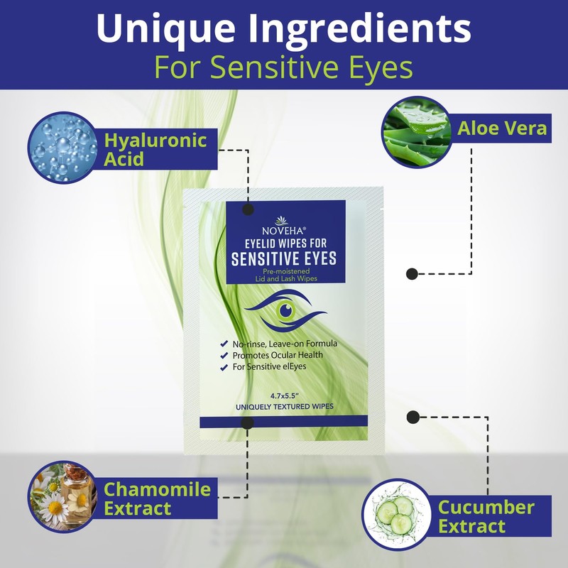 NOVEHA Eyelid Wipes - For Delicate Lashes and Eyelids -