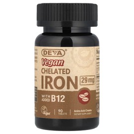 DEVA Vegan Chelated IRON 29 mg with added B-12 -- 90 Tablets ( Multi-Pack) | DEVA